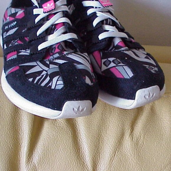 ADIDAS SL LOOP RUNNER Sneaker Athletic Shoes Size 8.5 Black/Pink/Gray Graffiti - Picture 7 of 7